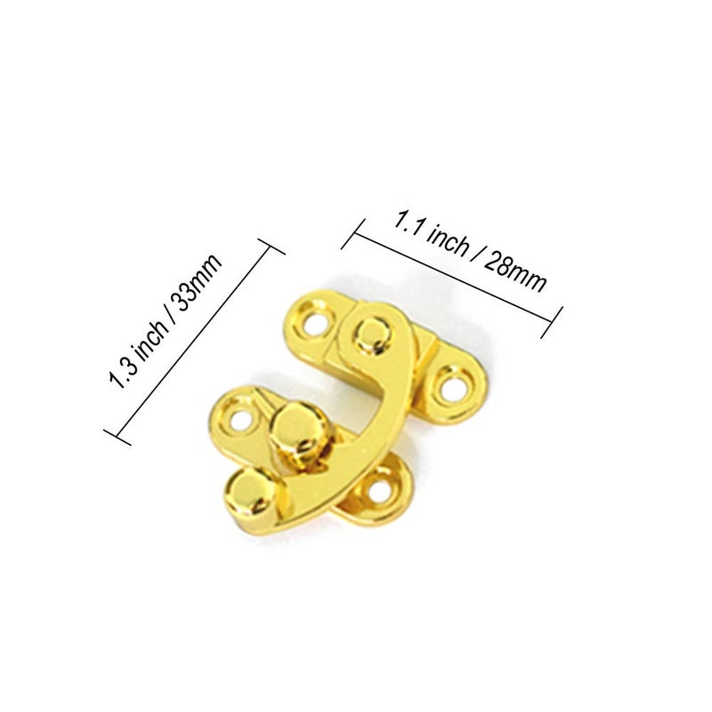 NIANNIAN 12Pcs Small Decorative Hinges and 6Pcs Latch Hook Hasp for DIY Gift Box, Wine Box, Gold - Image 2
